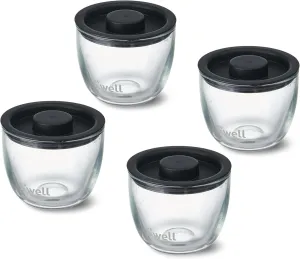 S'well 12oz Glass Prep Bowl Set of 4 For Easy Meal Prep, Black, Made From Durable Tempered Glass, Nests Inside 21.5oz S'well Eats