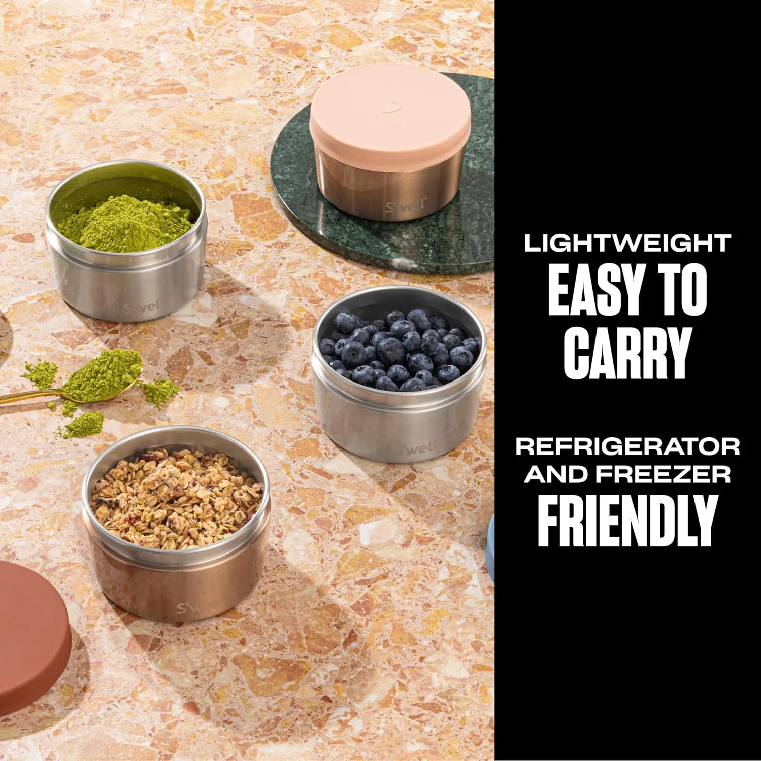 S'well Stainless Steel Food Canister, 16oz, Mauve Pyrite, Single Walled Durable Construction, BPA Free, Dishwasher Safe