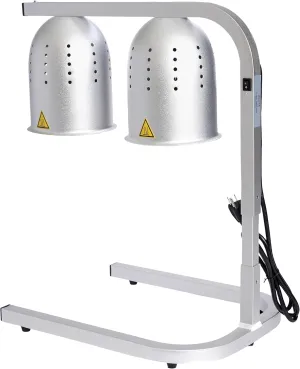 SYBO DL2112 Commercial Grade Food Heat Lamp Portable Electric Food Warmer 2-Bulb with Free-Standing, 500W, Silver