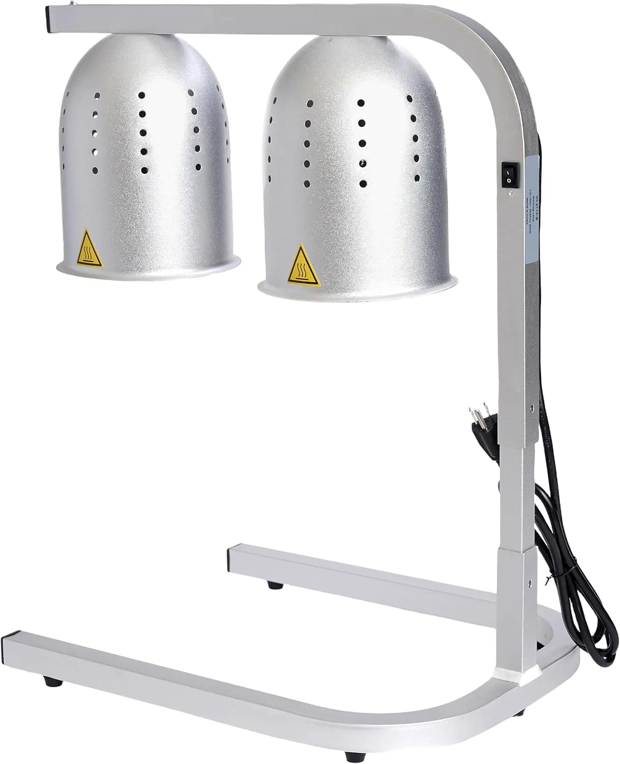 SYBO DL2112 Commercial Grade Food Heat Lamp Portable Electric Food Warmer 2-Bulb with Free-Standing, 500W, Silver