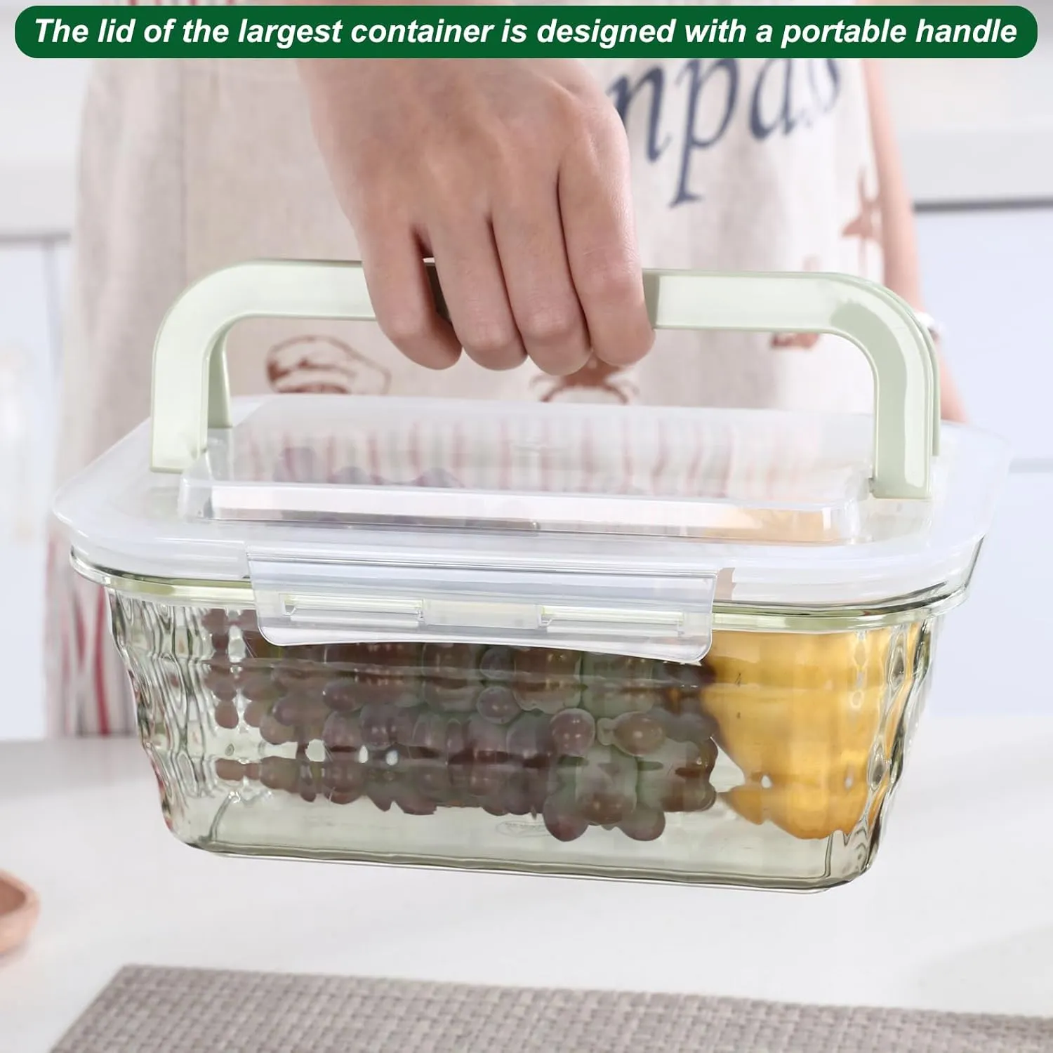 Taiuloo Set of 3 Food Storage Container, BPA Free Salad Bowls with Lids, Salad Lunch Container To Go with Handle, Plastic Meal Prep Storage Containers for Snacks, Fruits, Blue