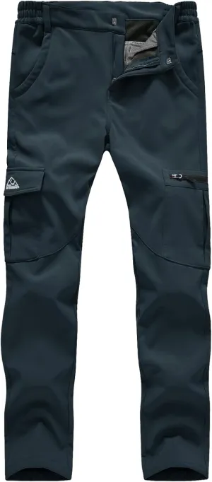 TBMPOY Women's Hiking Cargo Pants Outdoor Waterproof Windproof Softshell Fleece Snow Pants