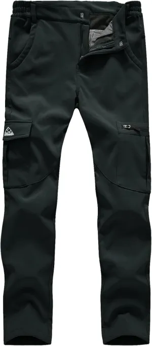 TBMPOY Women's Hiking Cargo Pants Outdoor Waterproof Windproof Softshell Fleece Snow Pants