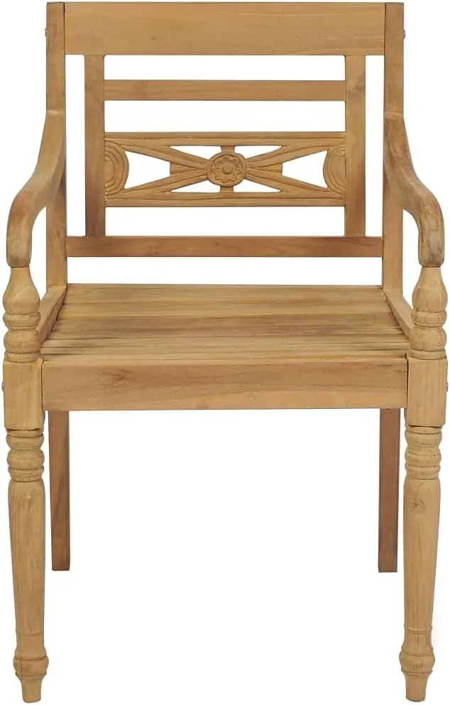 Teak Wood Outdoor Chairs 2-Piece Set with Green Cushions, Patio Furniture All-Weather Durable Lounge Chairs for Garden Poolside Beach