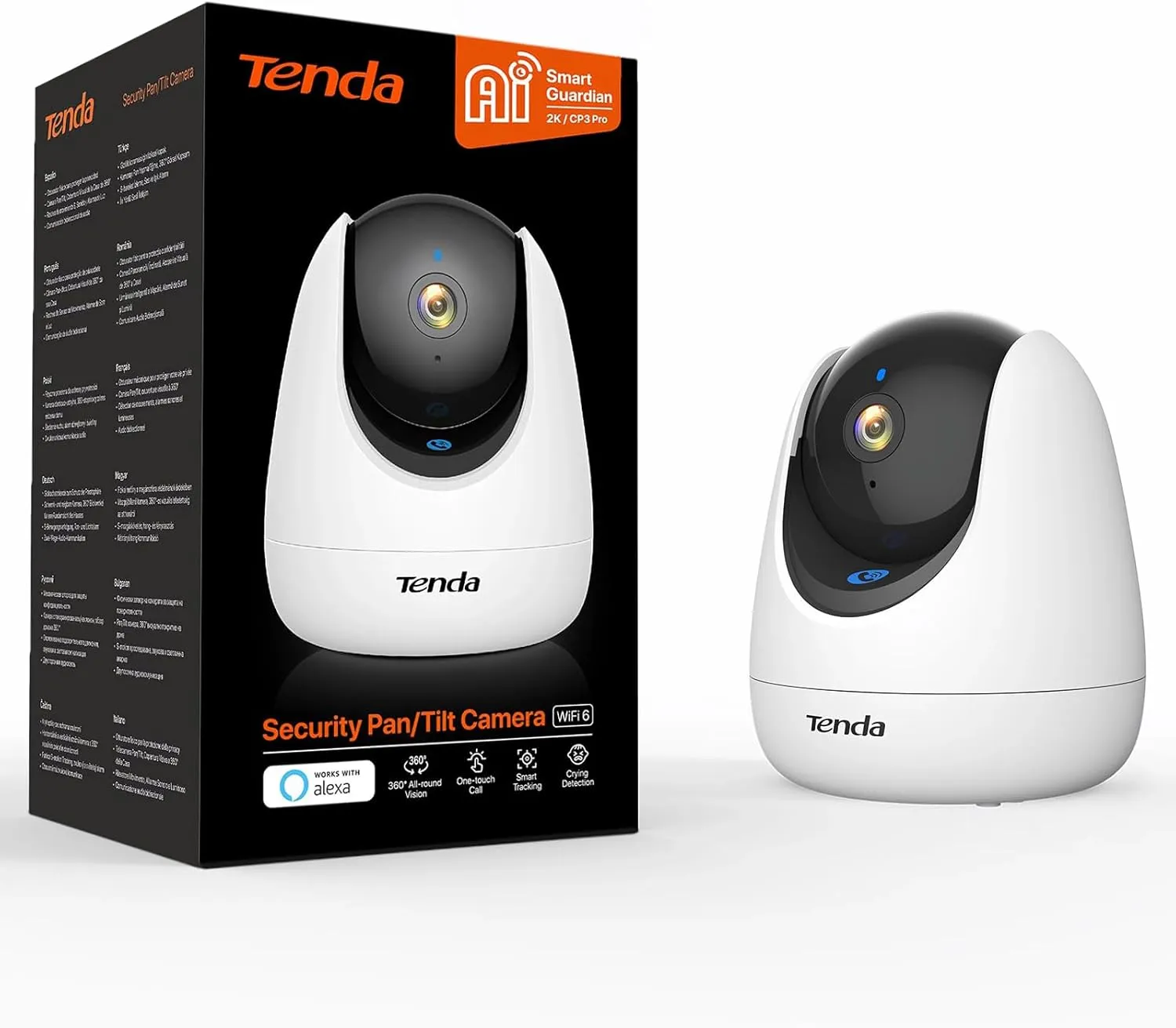 Tenda CP3 Pro 2K Indoor Security Camera with WiFi 6 & AI Baby/Pet Detection – Baby Monitor, Pet Camera for Home, One-Touch Calling, Night Vision, Military-Grade Encryption, No Subscription Needed