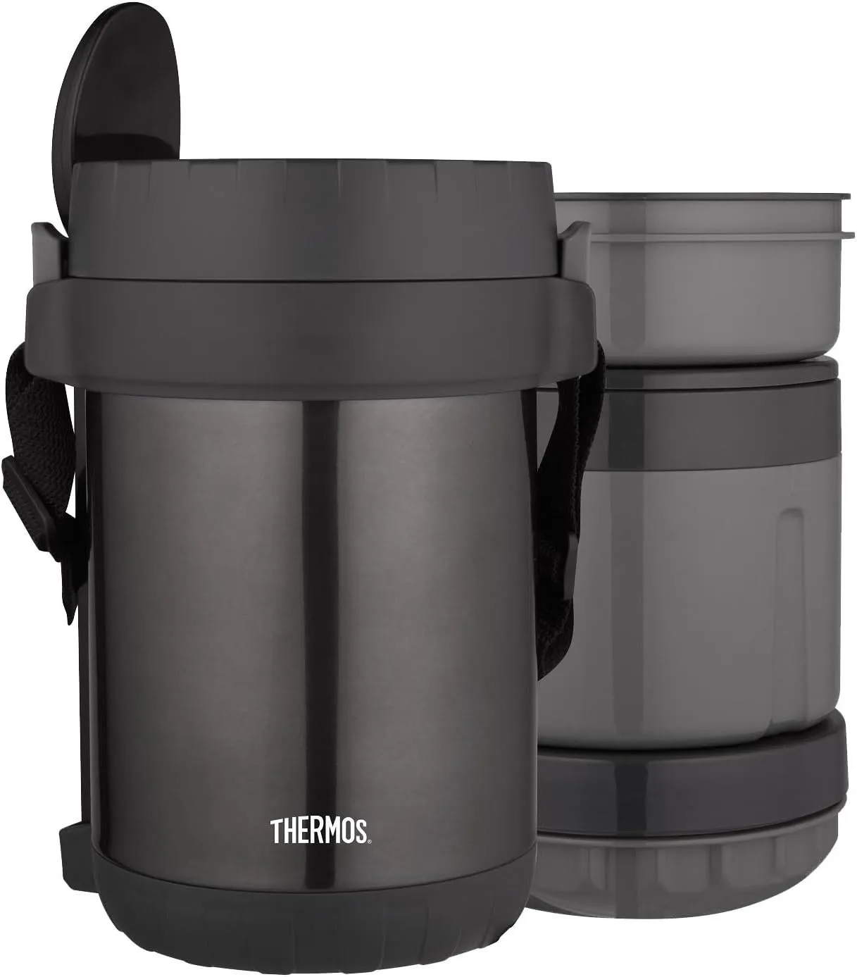Thermos All-In-One Vacuum Insulated Stainless Steel Meal Carrier with Spoon, Smoke