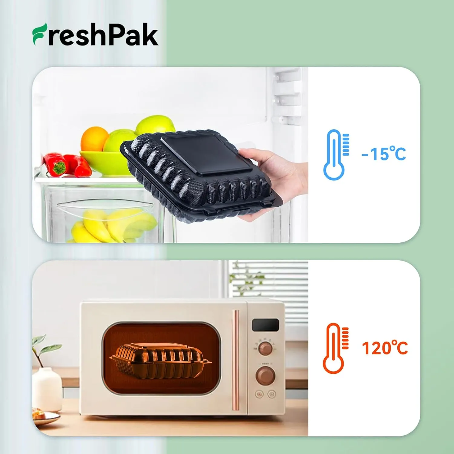 To Go Containers, 34 OZ Plastic Black Clamshell Food Containers for Lunch 55 Pack Reusable BPA-Free Heavy-Duty MFPP Disposable To Go Boxes with Lids Meal Prep Take Home Leftover