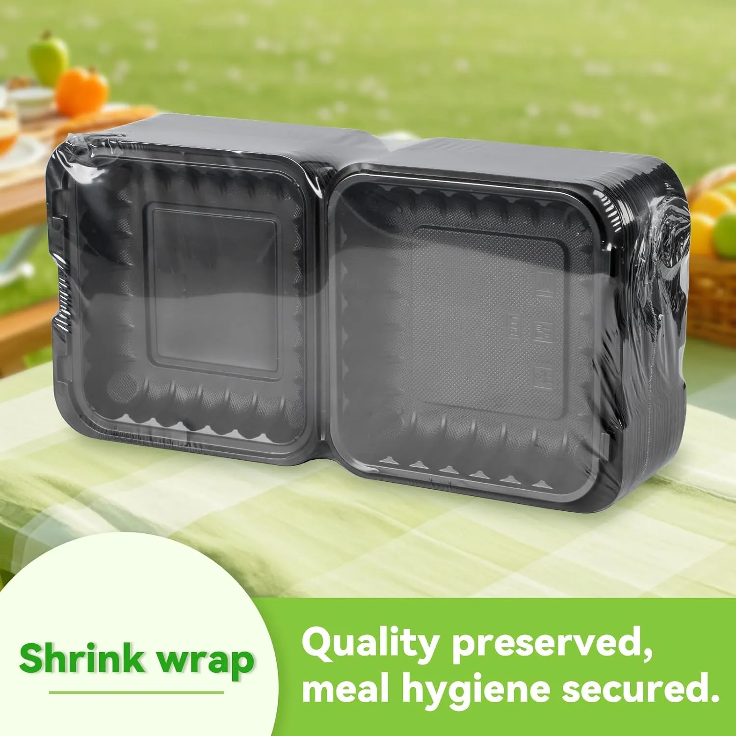 To Go Containers, 34 OZ Plastic Black Clamshell Food Containers for Lunch 55 Pack Reusable BPA-Free Heavy-Duty MFPP Disposable To Go Boxes with Lids Meal Prep Take Home Leftover