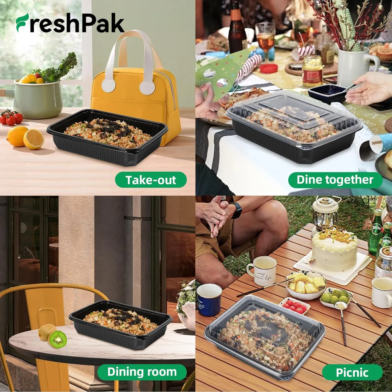 To Go Containers, 40-Pack Reusable Meal Prep Container with Airtight Lids 47oz BPA Free Microwave Freezer Safe Plastic Disposable Bento Boxes Ideal for Food Storage and On-the-Go