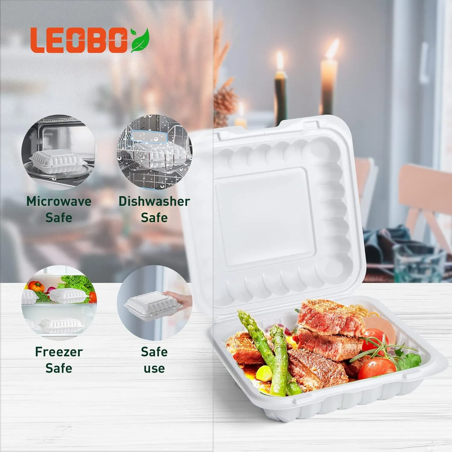 To Go Containers, 55 Pack Reusable Take Out Food Container 34 oz BPA Free MFPP To Go Boxes for Food