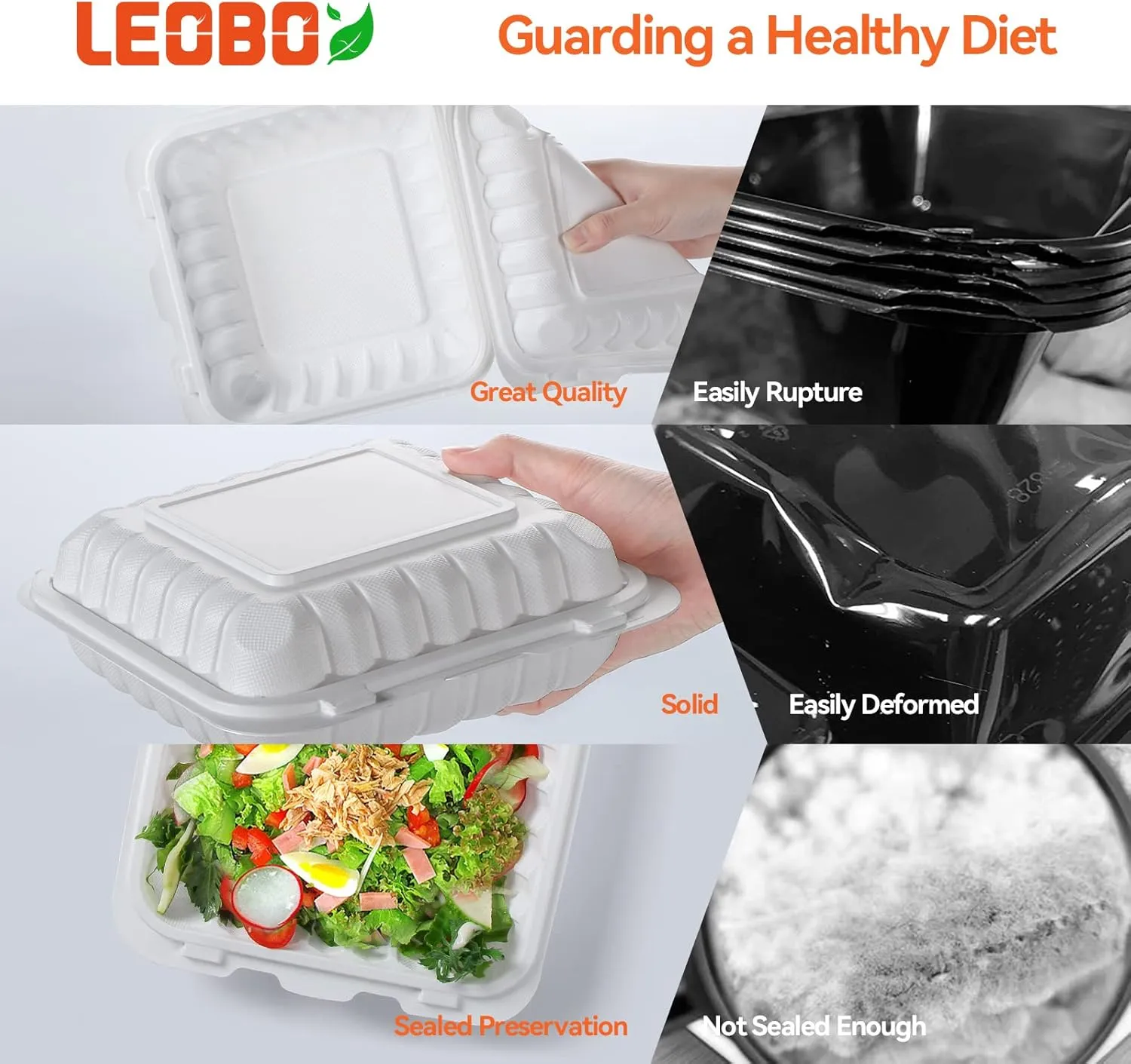 To Go Containers, 55 Pack Reusable Take Out Food Container 34 oz BPA Free MFPP To Go Boxes for Food