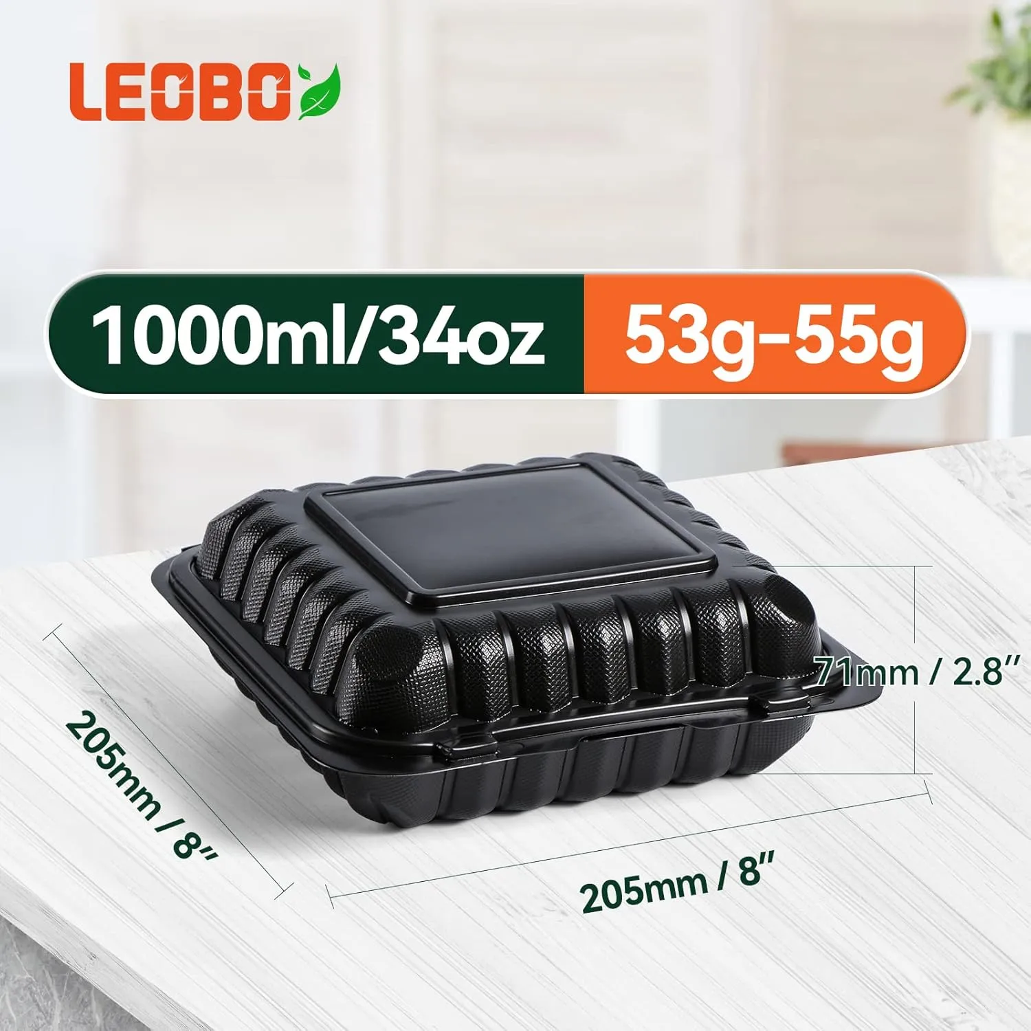 To Go Containers, BPA-Free Plastic Take Out Boxes with Lids 55-Pack 34oz MFPP Reusable Meal Prep Container for Food Storage Takeout, Hinged Clamshell Design for To-Go Lunch Salad Breakfast
