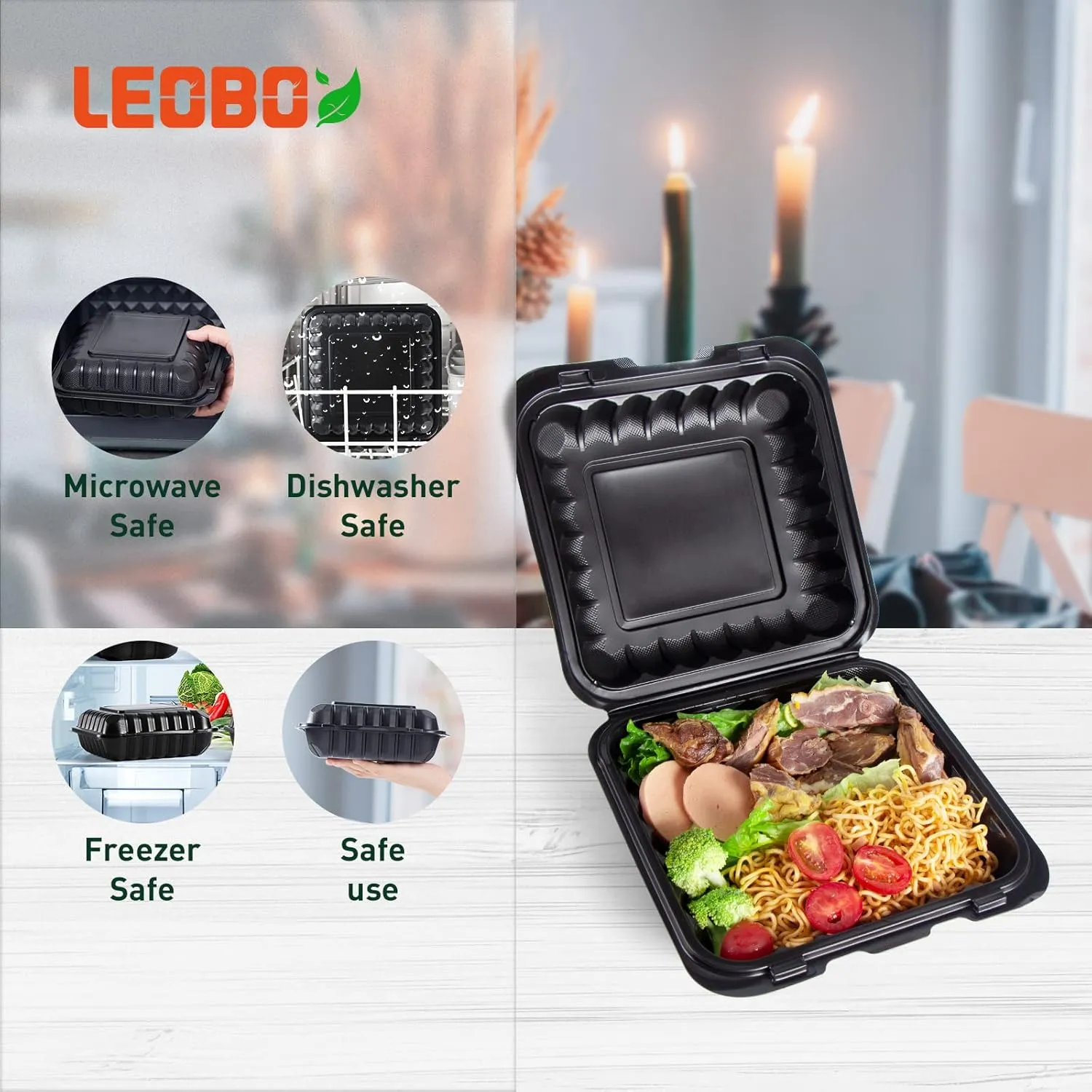 To Go Containers, BPA-Free Plastic Take Out Boxes with Lids 55-Pack 34oz MFPP Reusable Meal Prep Container for Food Storage Takeout, Hinged Clamshell Design for To-Go Lunch Salad Breakfast