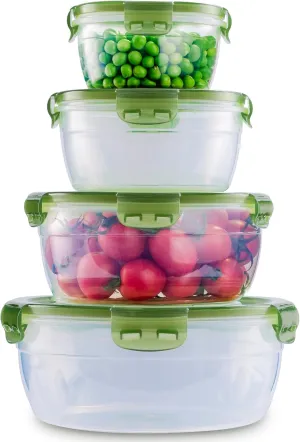 Today's Present Food Storage Container with Lids Set For 4, Plastic Mixing Bowls, Airtight Stackable Leakproof Reusable Storage Containers for Kitchen, BPA Free, Microwave, Dishwasher, Freezer Safe