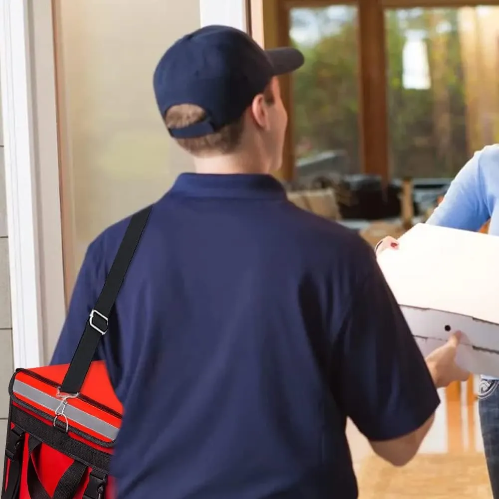 TooCust Red XXL Insulated Food Delivery Bag - 19.7" x 15" x 15", Commercial Insulated Pizza Delivery Bag with Divider, Waterproof & Foldable, 62L Can Hold Up to 7 Boxes of 14" Pizza Box