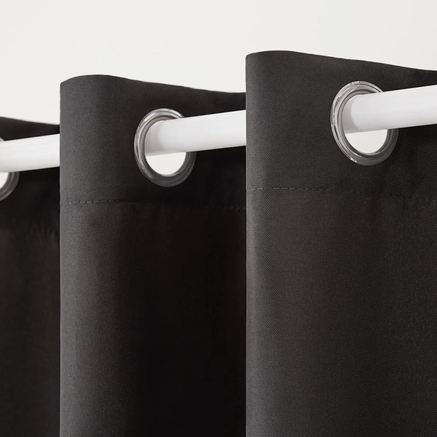 TOWN & COUNTRY BASICS Cabana Solid Heavyweight Indoor Outdoor Curtains, Light Filtering Opacity with Grommet Top, Water Repellent, 2-Pack Set, 54"x108", Black