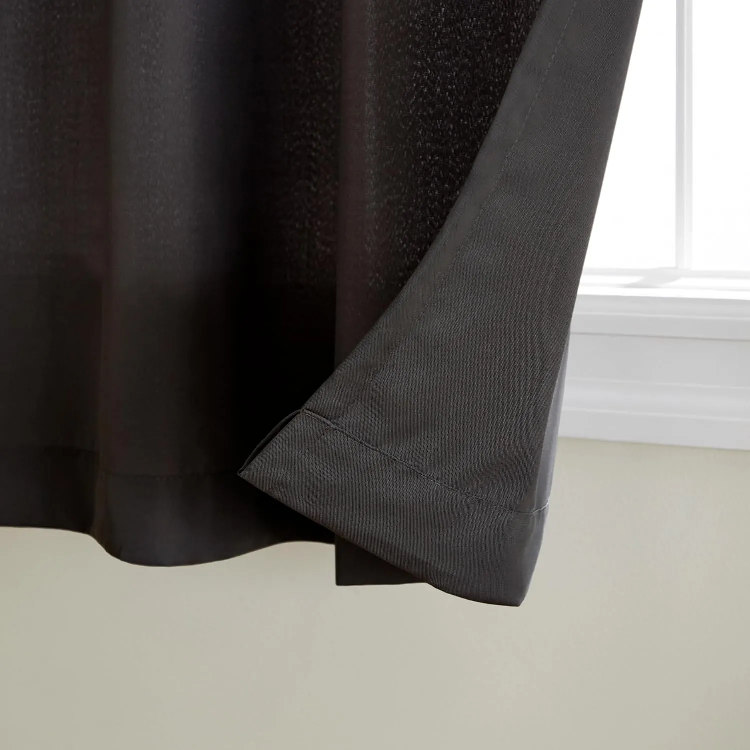 TOWN & COUNTRY BASICS Cabana Solid Heavyweight Indoor Outdoor Curtains, Light Filtering Opacity with Grommet Top, Water Repellent, 2-Pack Set, 54"x108", Black