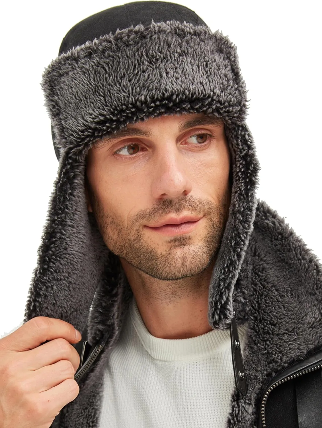 Trapper Hat with 100% Natural Genuine Fur - Winter Aviator Hat with Ear Flaps for Men and Women