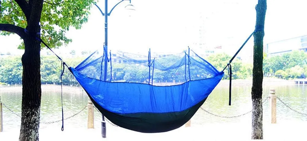 Travel Bug Net Camping Hammock | 300kg Load Capacity, Breathable, Quick-Drying Parachute Nylon | 2 x Premium Carabiners | for Outdoor Indoor Garden