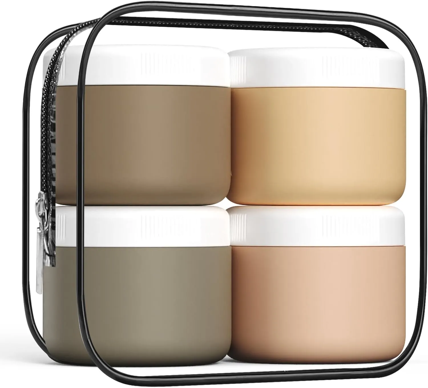 Travel Containers for Toiletries, Silicone Cream Jars BPA-Free, Leak-proof 1.35oz Travel Size Containers, Portable Size Silicone Jars with Lid for Cosmetic Face Hand Body Cream (4 Pack)