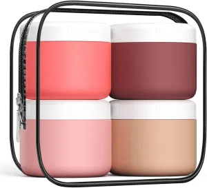 Travel Containers for Toiletries, Silicone Cream Jars BPA-Free, Leak-proof 1.35oz Travel Size Containers, Portable Size Silicone Jars with Lid for Cosmetic Face Hand Body Cream (4 Pack)