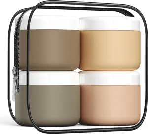 Travel Containers for Toiletries, Silicone Cream Jars BPA-Free, Leak-proof 1.35oz Travel Size Containers, Portable Size Silicone Jars with Lid for Cosmetic Face Hand Body Cream (4 Pack)