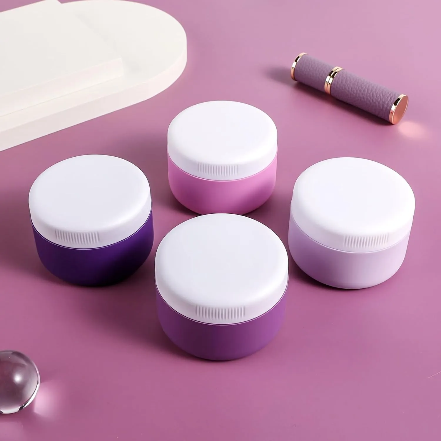 Travel Containers for Toiletries, Silicone Cream Jars BPA Free, TSA Approved 2oz Travel Size Containers, Leak-proof Travel Essentials with Lid for Cosmetic Face Hand Body Cream (4 Pack)