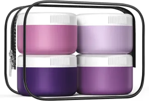 Travel Containers for Toiletries, Silicone Cream Jars BPA Free, TSA Approved 2oz Travel Size Containers, Leak-proof Travel Essentials with Lid for Cosmetic Face Hand Body Cream (4 Pack)