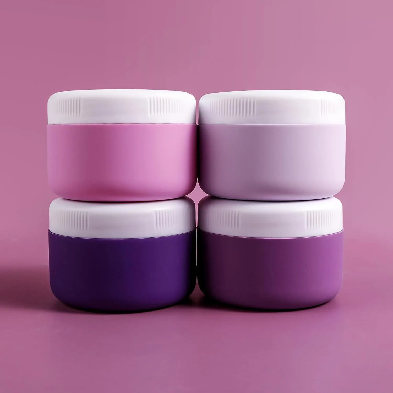 Travel Containers for Toiletries, Silicone Cream Jars BPA Free, TSA Approved 2oz Travel Size Containers, Leak-proof Travel Essentials with Lid for Cosmetic Face Hand Body Cream (4 Pack)