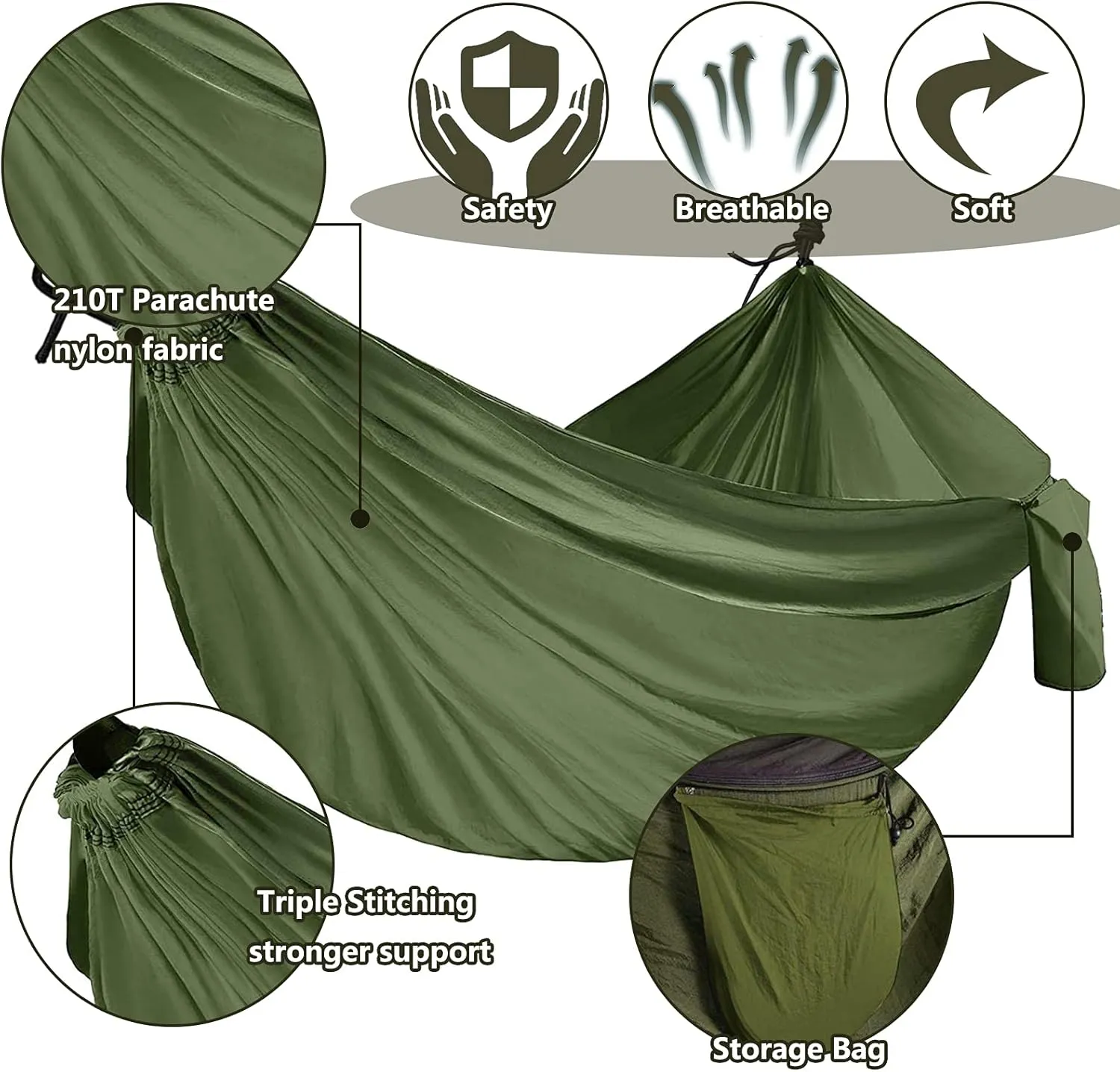 Travel Hammock, Outdoor Portable Hammock, Lightweight Camping Hammock 200kg Load Capacity for Camping, Backpacking, Survival, Outdoor Backyard Hiking,Black