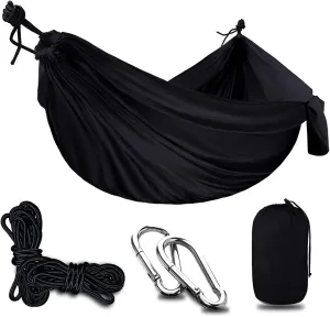 Travel Hammock, Outdoor Portable Hammock, Lightweight Camping Hammock 200kg Load Capacity for Camping, Backpacking, Survival, Outdoor Backyard Hiking,Black
