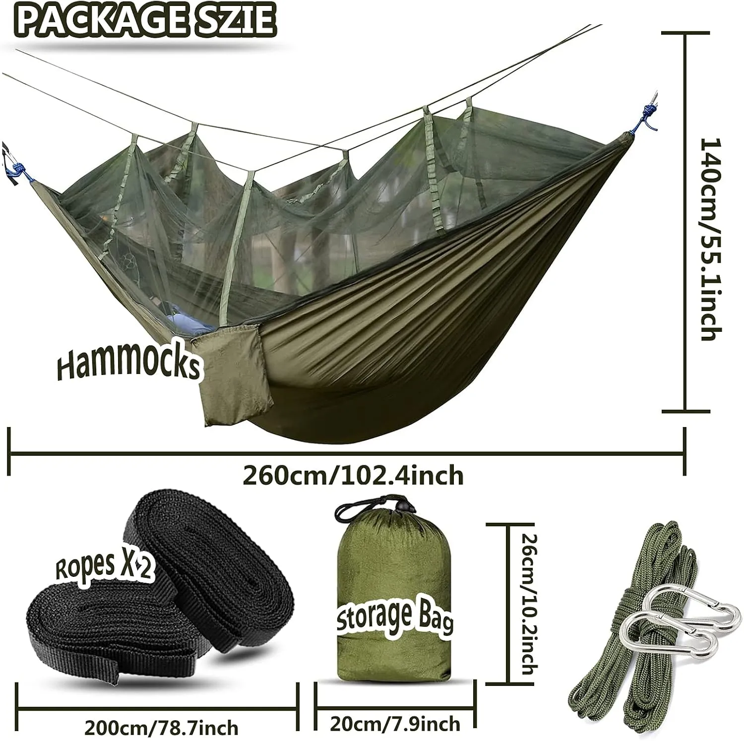 Travel Hammock with Mosquito Net, Lightweight Camping Hammock 200kg Load Capacity, Portable Outdoor Hammock for Camping, Backpacking, Survival, Outdoor Backyard Hiking,Comouflage