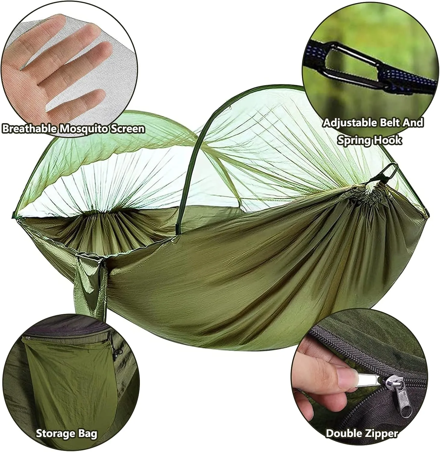Travel Hammock with Mosquito Net, Lightweight Camping Hammock Hold Up to 200kg, Portable Outdoor Hammock for Camping Hiking Backpacking,Blue,250x120cm