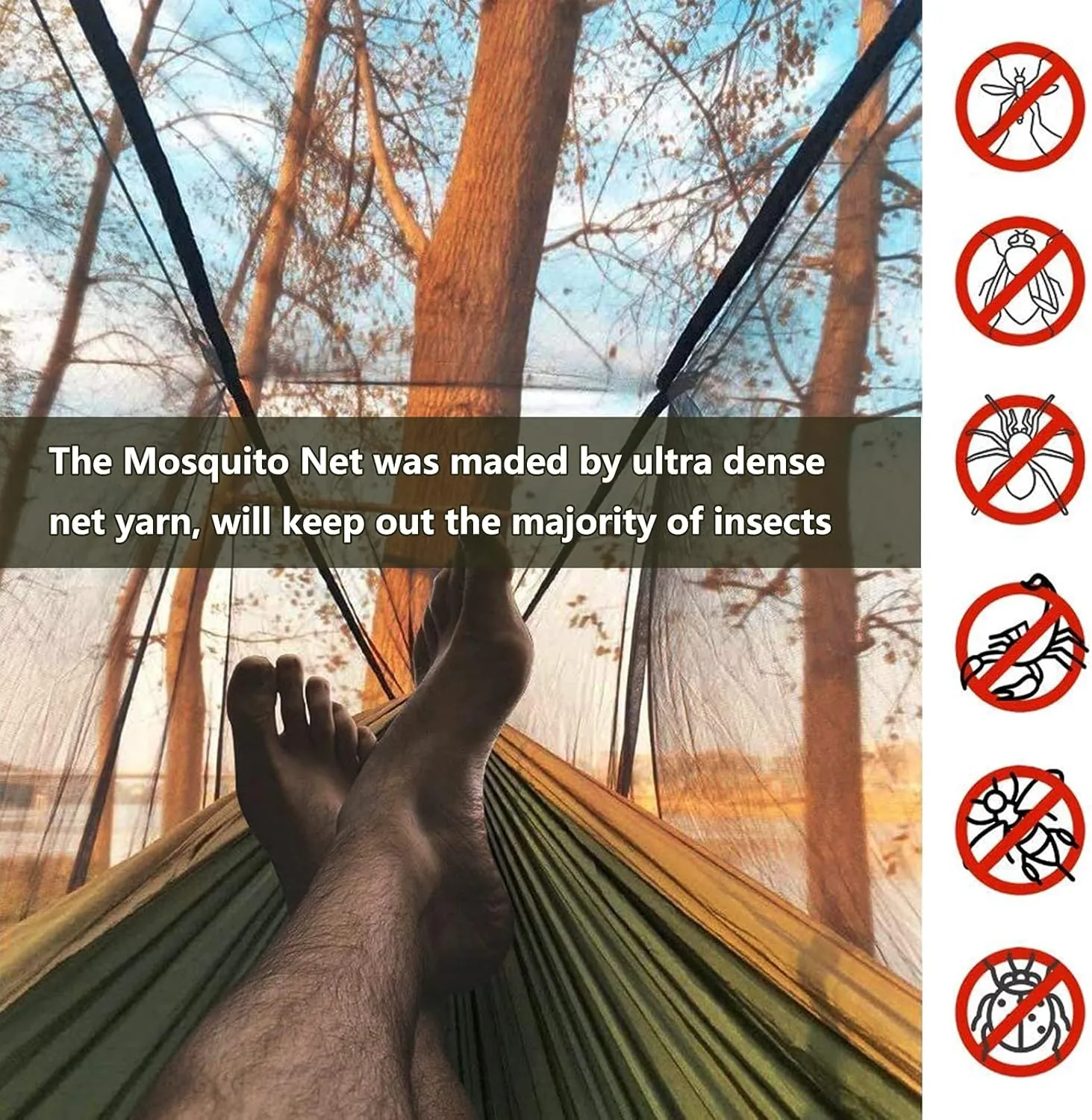 Travel Hammock with Mosquito Net, Lightweight Camping Hammock Hold Up to 200kg, Portable Outdoor Hammock for Camping Hiking Backpacking,Blue,250x120cm
