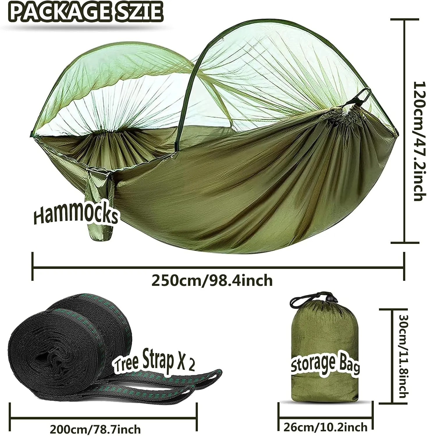 Travel Hammock with Mosquito Net, Lightweight Camping Hammock Hold Up to 200kg, Portable Outdoor Hammock for Camping Hiking Backpacking,Blue,250x120cm
