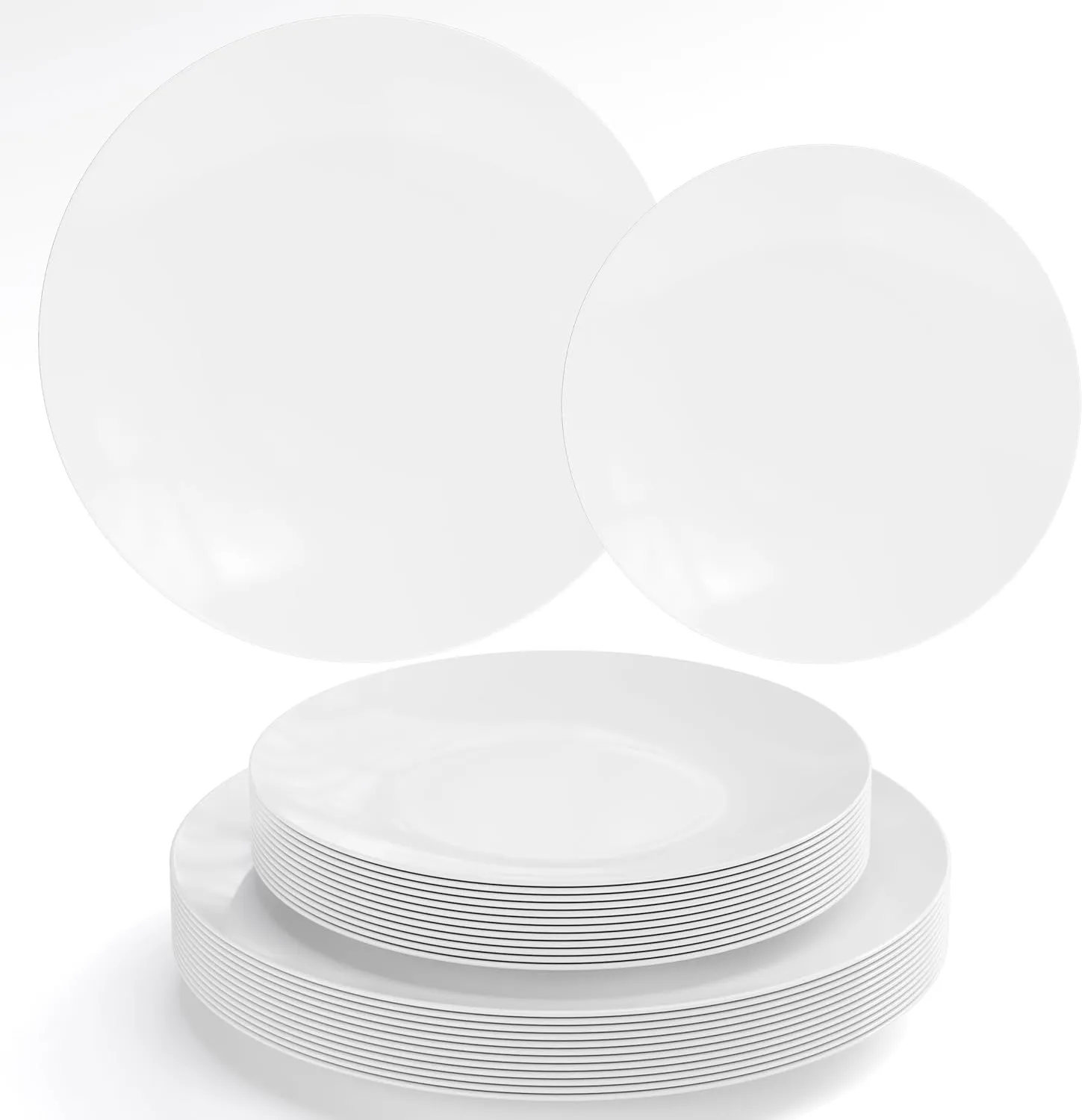 Trendables Plastic Dinnerware Set - 40 Piece Disposable Plates for Party Set - 20 Guests, 20 X 8 Dessert Plates & 20 X 10 Heavy Duty Plates | White