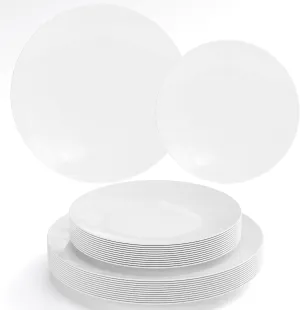 Trendables Plastic Dinnerware Set - 40 Piece Disposable Plates for Party Set - 20 Guests, 20 X 8 Dessert Plates & 20 X 10 Heavy Duty Plates | White