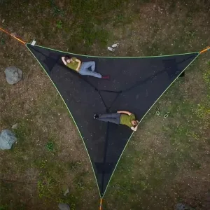 Triangle Hammock – Durable 3-Point Suspension Outdoor Camping Hammock, Portable & Breathable Mesh, 15.7ft Heavy Duty Load-Bearing Travel Hammock with Adjustable Straps & Tree Protection