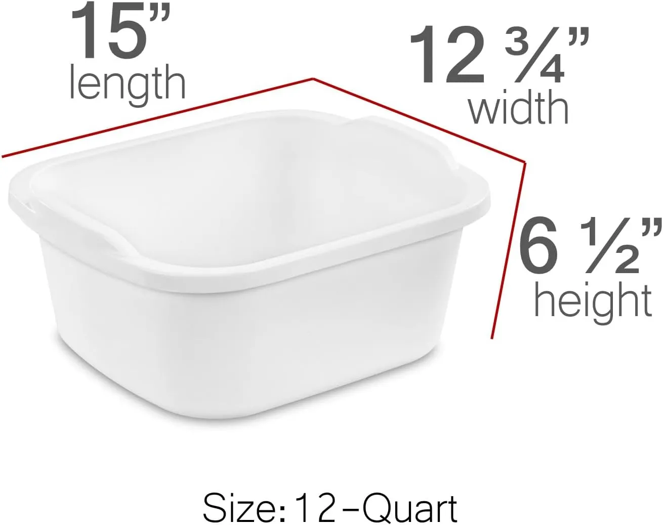 Tribello 2-Pack Dish Pans for Kitchen Sink, Plastic Tub Dishpan Wash Basin and Foot Bath for Soaking Feet, Wash Bucket for Washing and Storage Cleaning Supplies - 12 Quarts - Heavy Duty - (White)