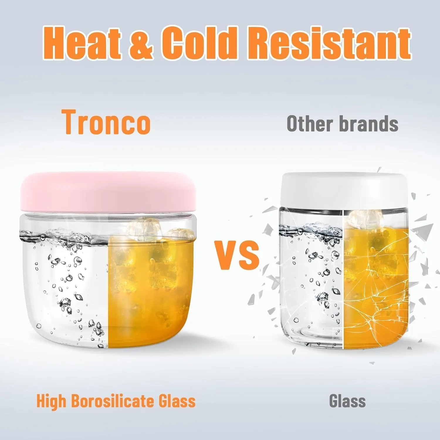 Tronco 16 oz Glass Lunch Bowl Container with Lid, Glass Food Storage Containers, Leak & Spill Proof, Soup & Stew Food Storage, Meal Prep, Airtight, Dishwasher Safe, BPA-Free - Ideal Gifts, Set of 1