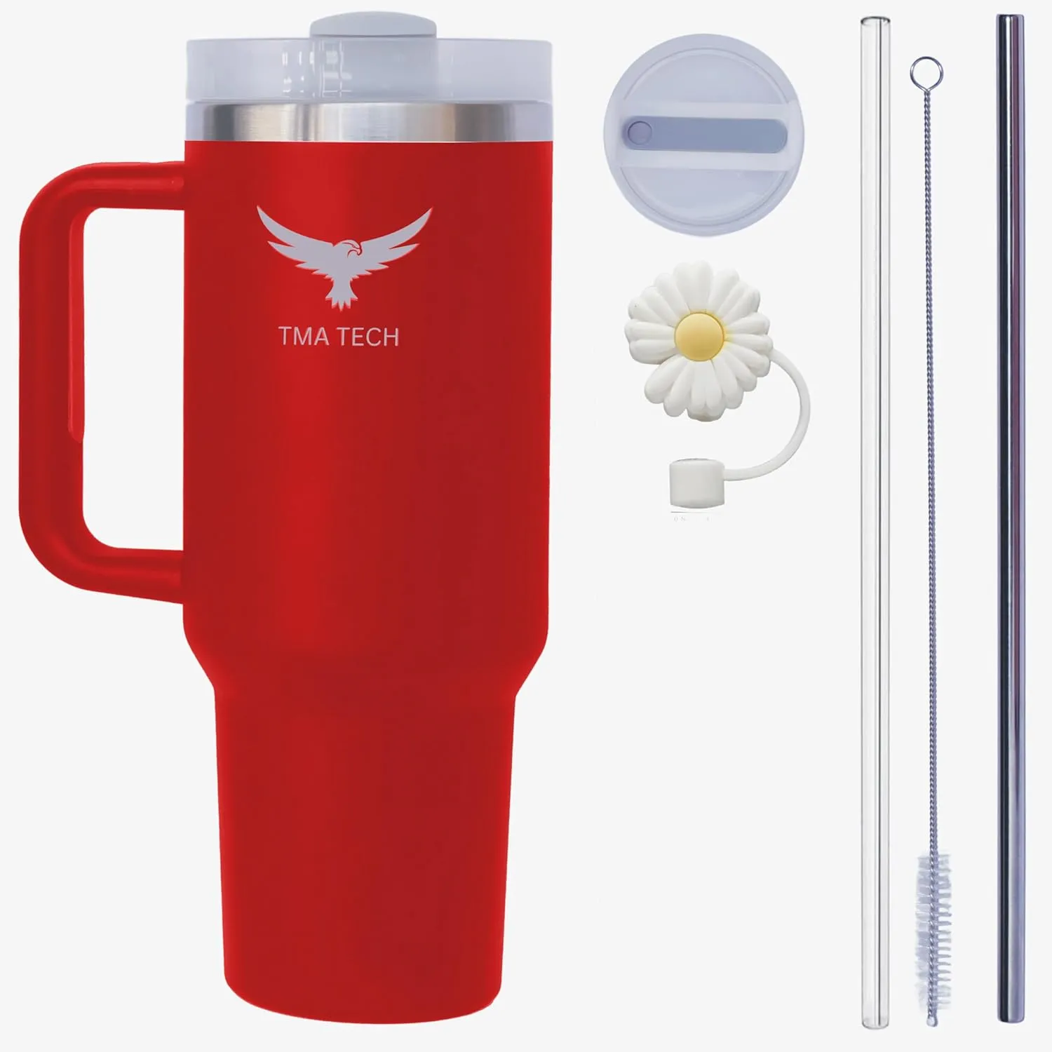 Tumbler Stainless Vacuum Insulated Travel Mug 40oz with Lid and Straw Cap,stanely Cup,2024 New Technology, Unbreakable Mug, Leak-Proof, BPA Free,Free Accessories.(Red), Large