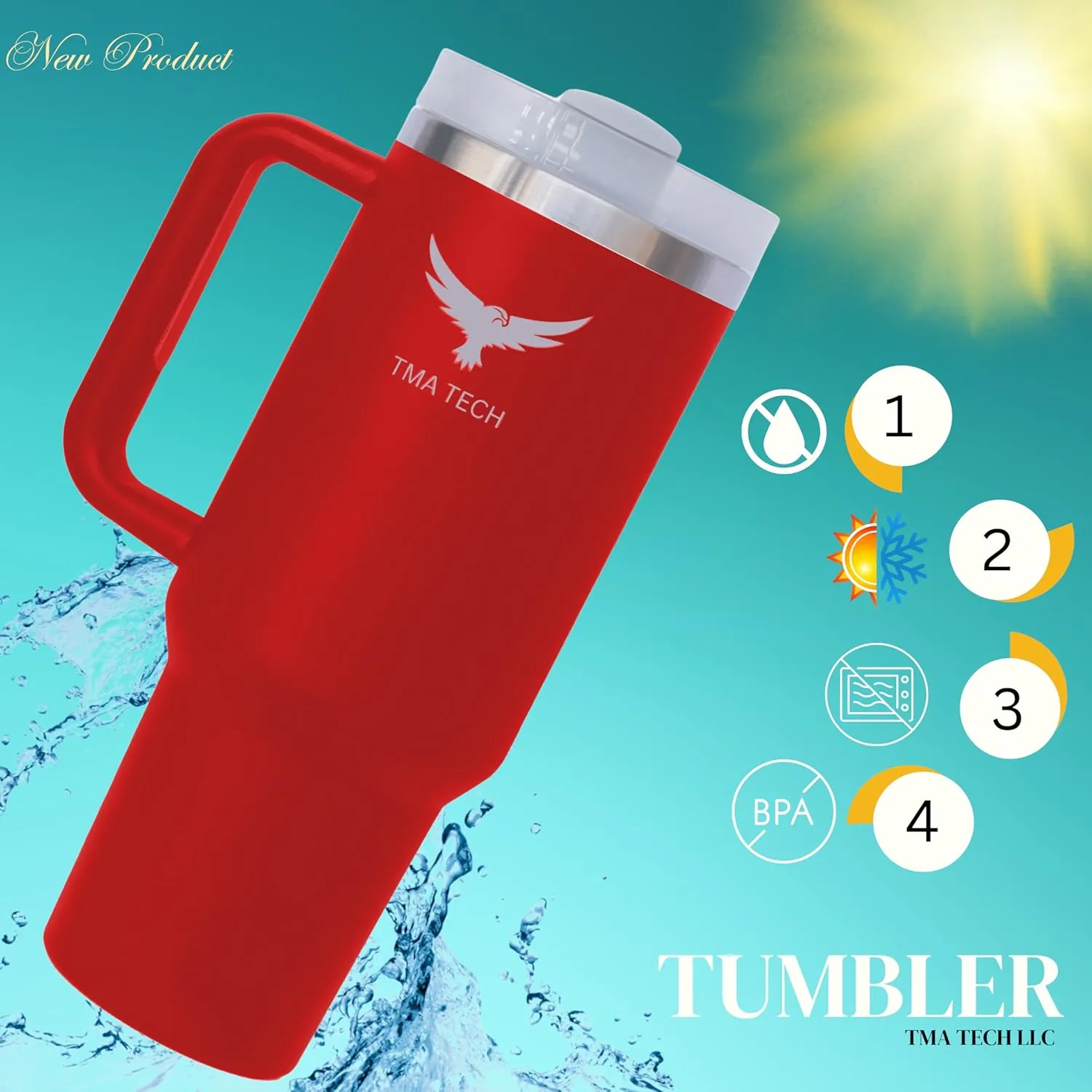 Tumbler Stainless Vacuum Insulated Travel Mug 40oz with Lid and Straw Cap,stanely Cup,2024 New Technology, Unbreakable Mug, Leak-Proof, BPA Free,Free Accessories.(Red), Large