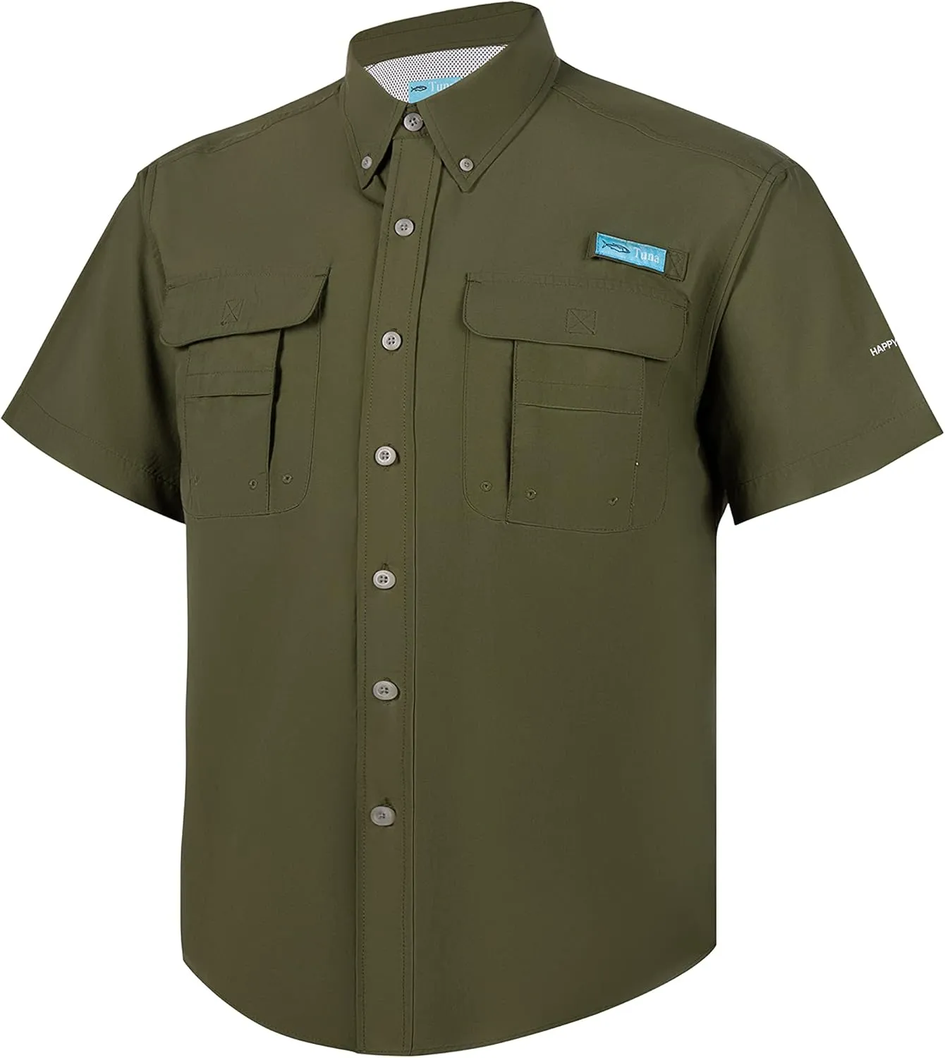 Tuna Men's Fishing Outdoor Button Down UPF 50  Sun Protection Waterproof Hiking Short Sleeve Shirts