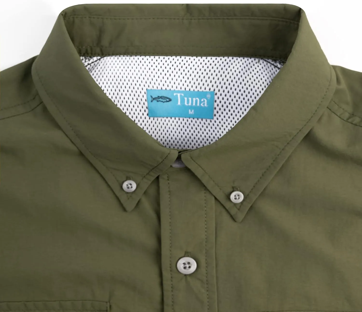 Tuna Men's Fishing Outdoor Button Down UPF 50  Sun Protection Waterproof Hiking Short Sleeve Shirts