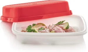 TUPPERWARE Brand Season-Serve Marinade & Food Storage Container with Lid - Dishwasher Safe & BPA Free - Large Size with Grid Design for Seasoning Meats, Fish & Vegetables