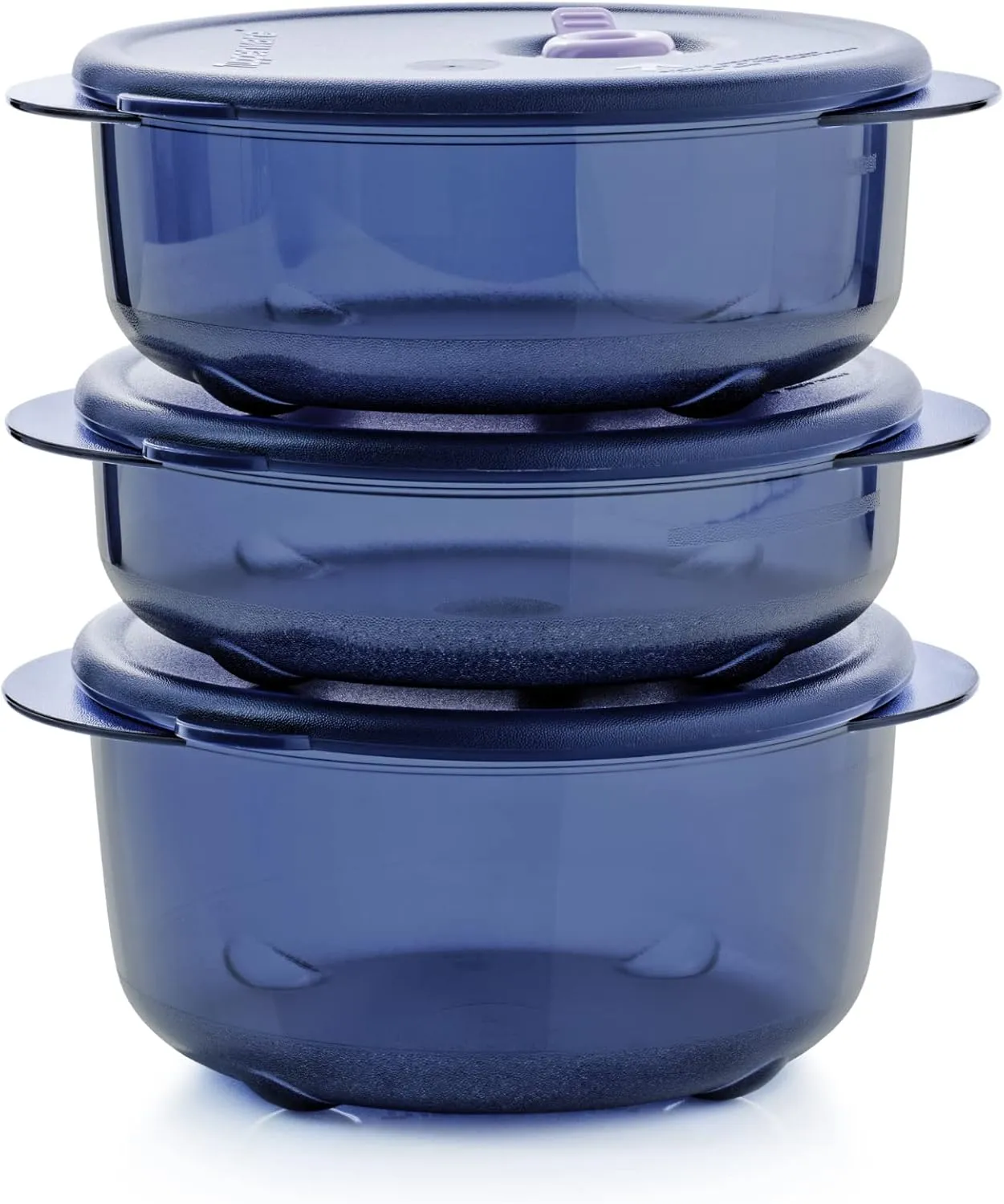 Tupperware Brand Vent ‘N Serve Container Set - 3 Small Round Containers to Prep, Freeze & Reheat Meals   Lids - Dishwasher, Microwave & Freezer Safe - BPA Free