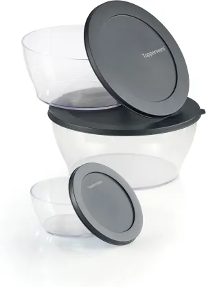 Tupperware Crystal Clear Store & Serve Collection 6 Piece Tritan/Copolyester Food Storage Container Set, Dishwasher Safe and BPA Free (3 Bowls, 3 Lids)