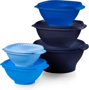 Tupperware Heritage Collection, New 10 Piece Food Storage Container Set in Vintage Blue, Dishwasher Safe and BPA Free (5 Bowls, 5 Lids)