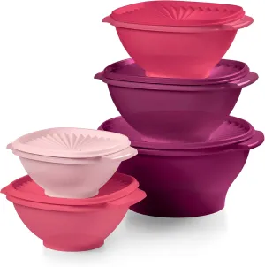 Tupperware Heritage Collection, New 10 Piece Food Storage Container Set in Vintage Pink, Dishwasher Safe and BPA Free (5 Bowls, 5 Lids)