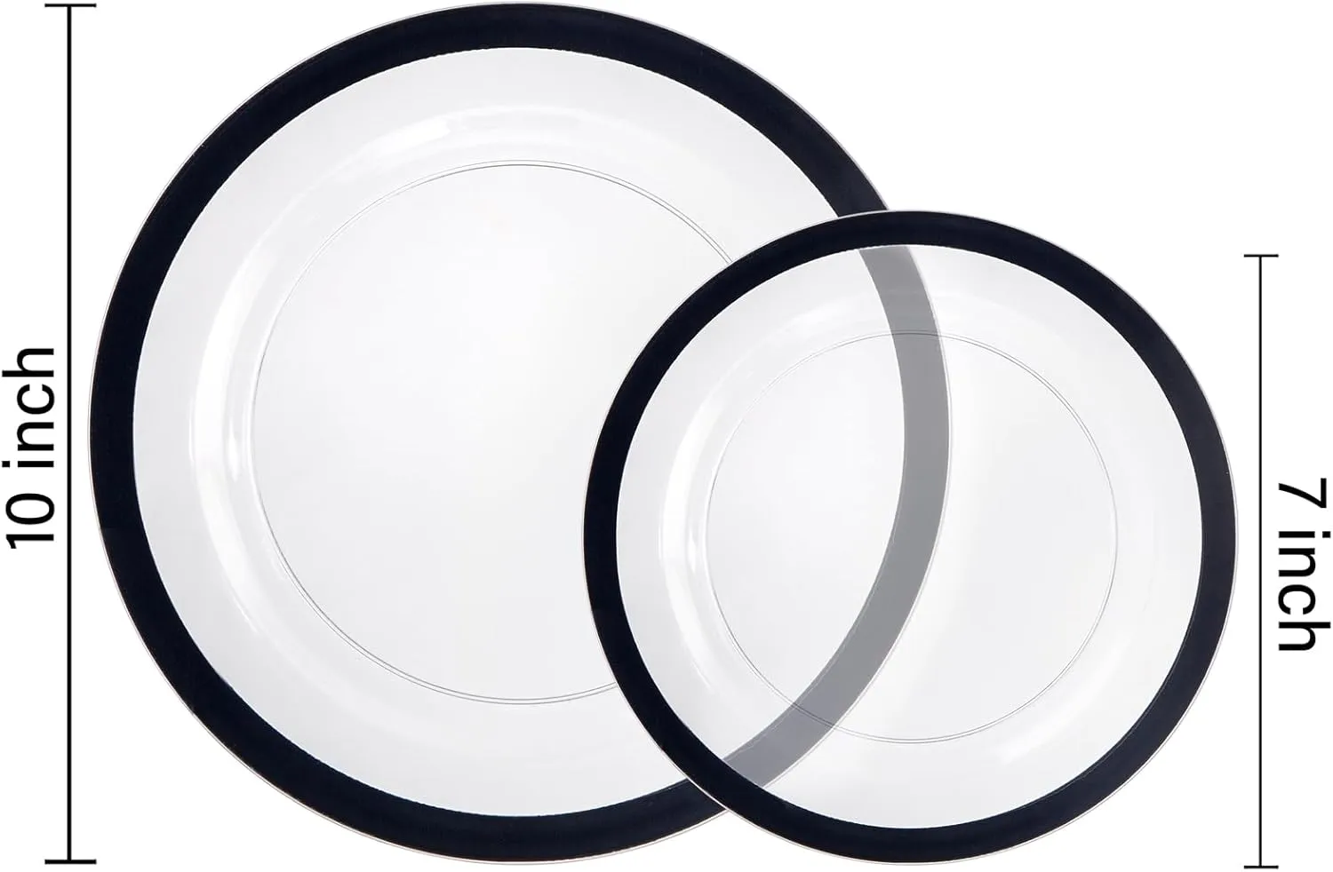 U-QE 120pcs Black Plates Disposable for Party - Clear Plastic Plates Disposable Heavy Duty - Plastic Party Plates Including 60 Dinner Plates 10” & 60 Appetizer/Dessert Plates 7"